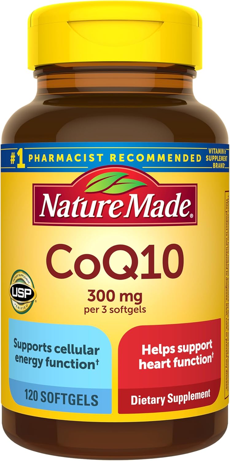 Nature Made CoQ10 300mg per 3 Softgels, CoQ10 Supplement for Heart Health & Antioxidant Support, 120 Softgels, 40 Day Supply