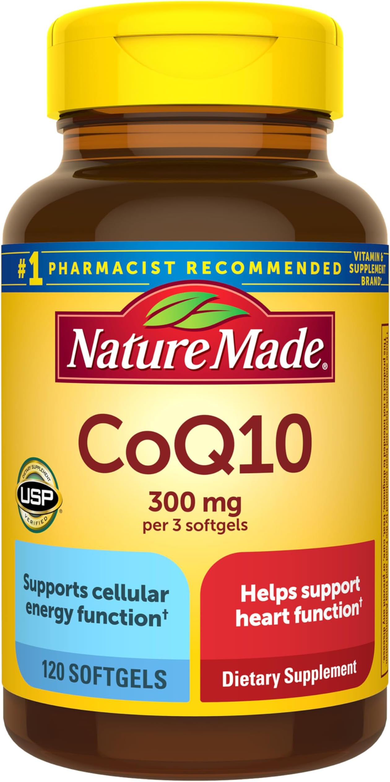 CoQ10 300mg per 3 Softgels, CoQ10 Supplement for Heart Health & Antioxidant Support, 120 Softgels, 40 Day Supply