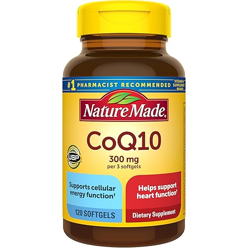 Nature Made CoQ10 300mg per 3 Softgels, CoQ10 Supplement for Heart Health & Antioxidant Support, 120 Softgels, 40 Day Supply