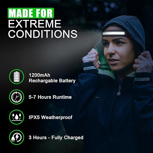 Miniatura 7 de Linterna frontal recargable, 2 unidades, linterna LED súper brillante, lámpara de cabeza ancha COB de 230, linterna con sensor de movimiento con luz