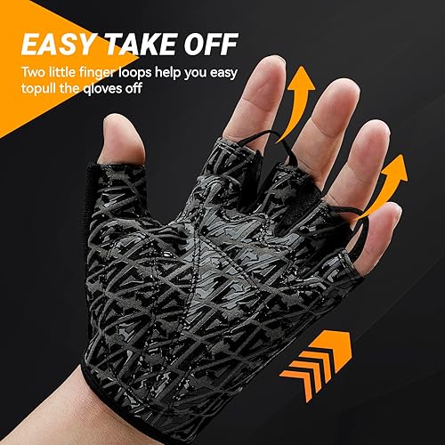 Miniatura 7 de Guantes deportivos de ciclismo para bicicleta Guantes de bicicleta de medio dedo para hombres y mujeres con almohadilla de gel de 0.197 in - Guantes