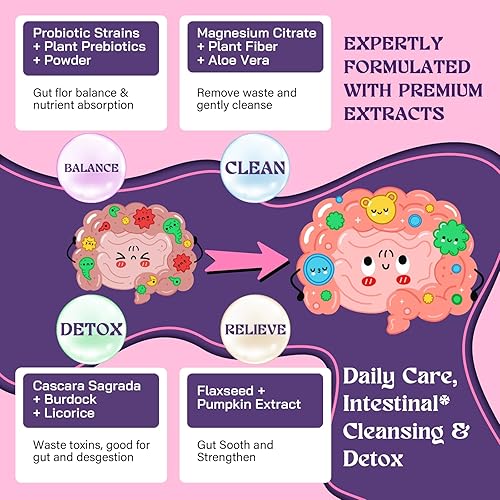 Miniatura 5 de Limpieza suave de colon, desintoxicante de limpieza intestinal para mujeres y hombres, para digestión, flora intestinal y intestinal*, regularidad,