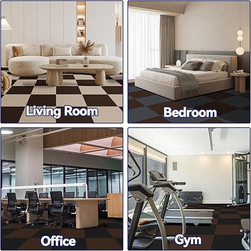 Miniatura 6 de CUCOS Azulejos de alfombra para despegar y pegar, azulejos cuadrados de 12 x 12 pulgadas, azulejos acolchados suaves, alfombra autoadhesiva, 20
