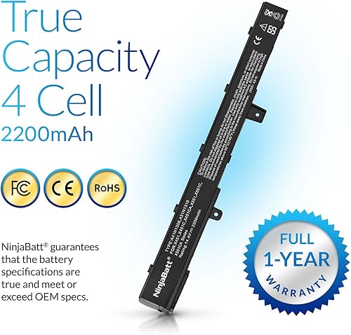Miniatura 3 de NinjaBatt Batería para Asus X551 X551M A31N1319 X551C A41N1308 X551MA D550 X551CA A31LJ91 X451 X451C 00B110-00250600 0B110-002500 50100 Alto