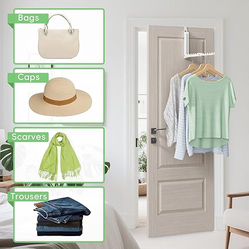 Miniatura 2 de Ganchos para colgar sobre la puerta, colgador de ropa sobre la puerta con 10 crestas, ahorro de espacio sobre la puerta, ganchos de puerta