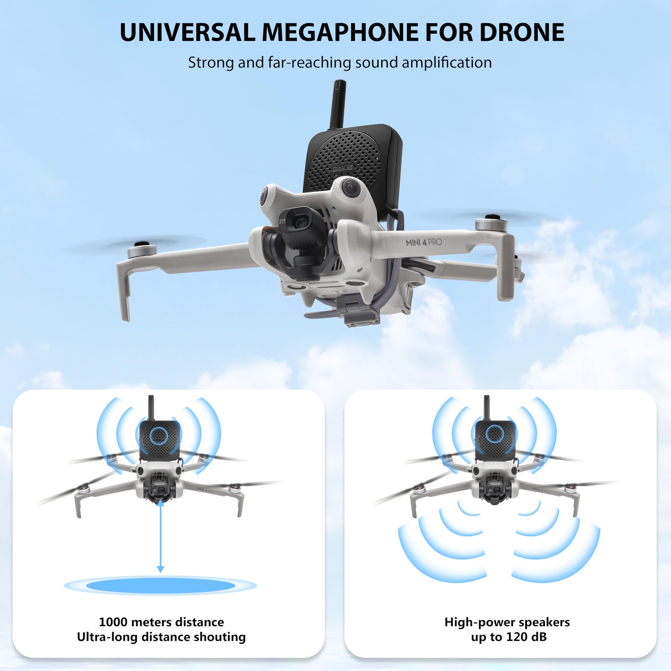 Megafono Wireless Con Altoparlante Per DJI Mini 3 Pro, Mavic 3, Air 3, 2S