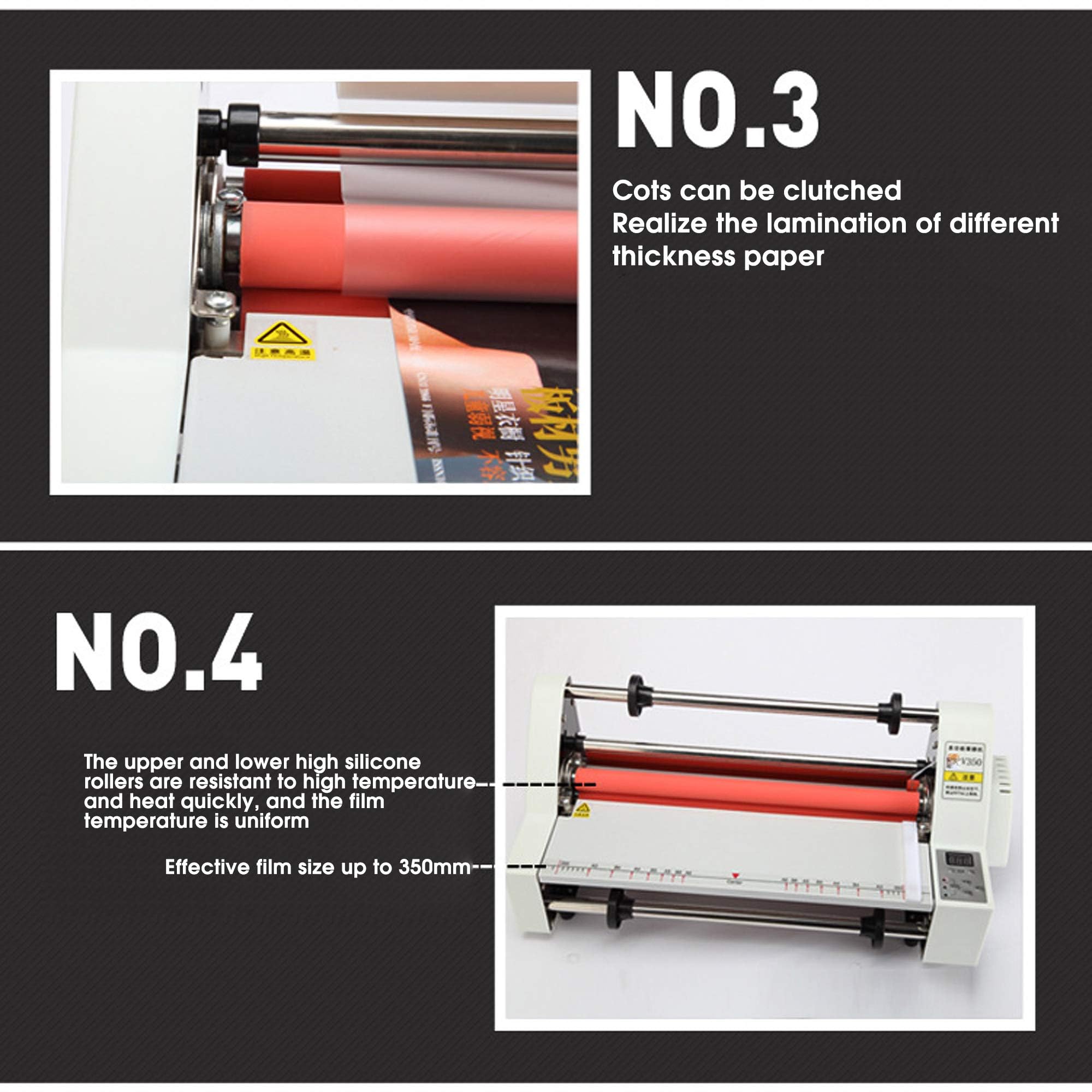 Laminator Rolkowy Na Gorąco Na Zimno, Laminator Rolkowy 17-calowy, Jednostronna I Dwustronna Maszyna Do Laminowania Termicznego, Szybki 1-minutowy Laminator Papierowy Na Rozgrzewkę Do Użyt(Size:300mm)