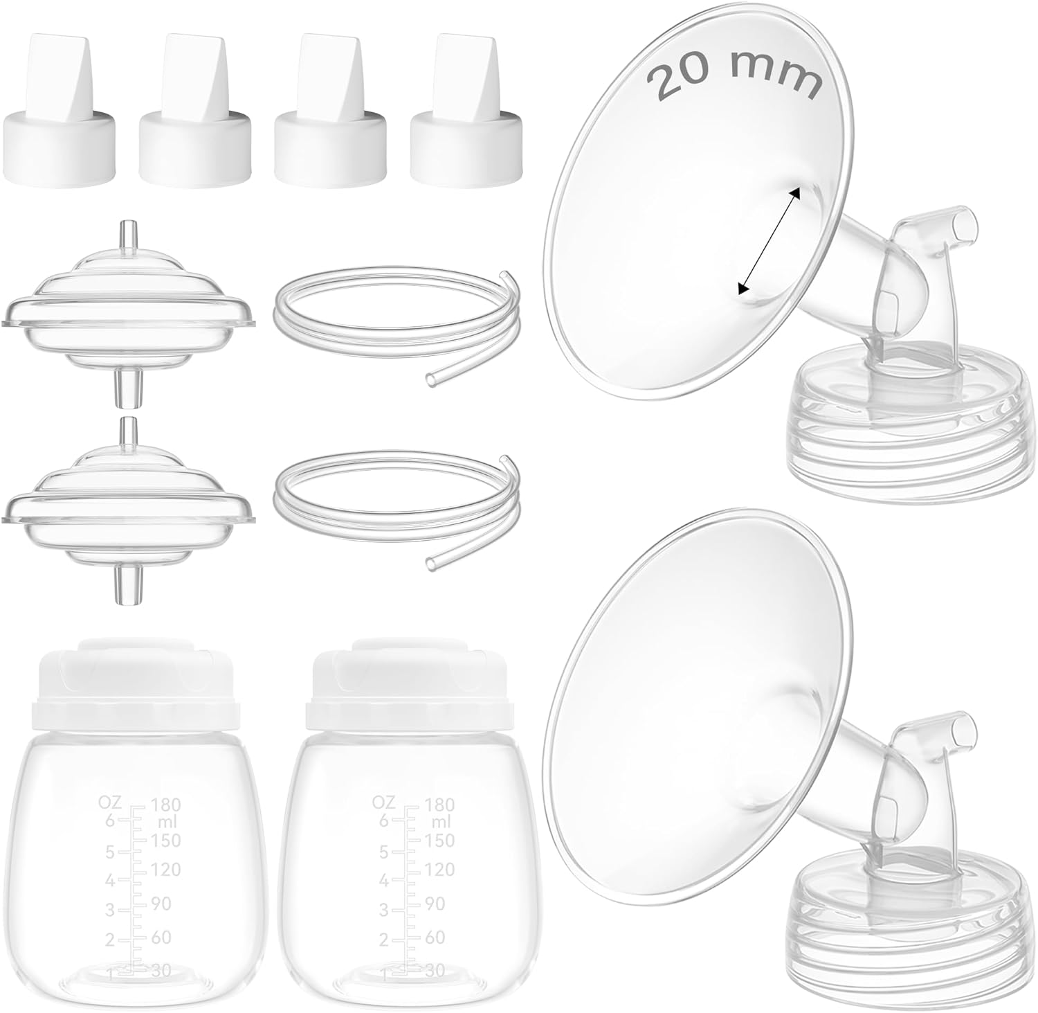 20mm Flange Kit Compatible with Spectra S1/S2/9 Plus/Motif Luna, Includes Flange 20mm, Bottles, Tubing, Valves, and Backflow Protectors