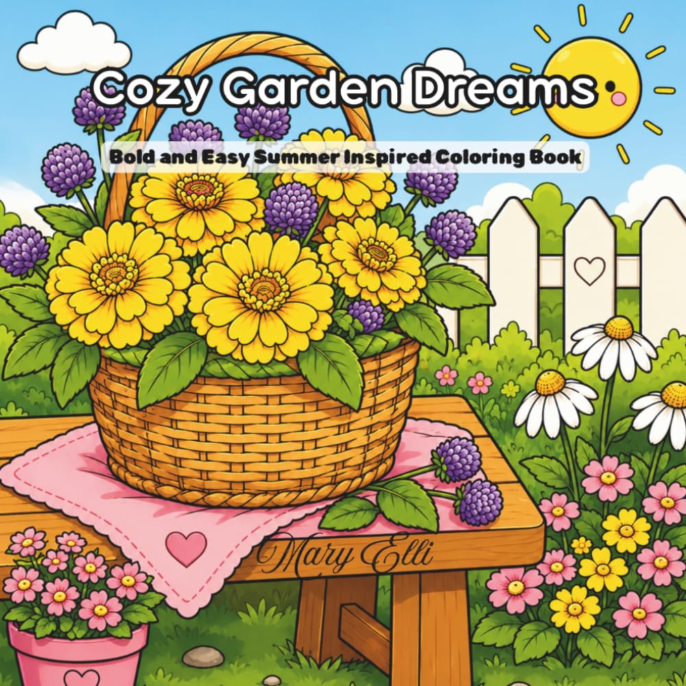 Cozy Garden Dreams: Bold and Easy Summer Inspired Coloring Book