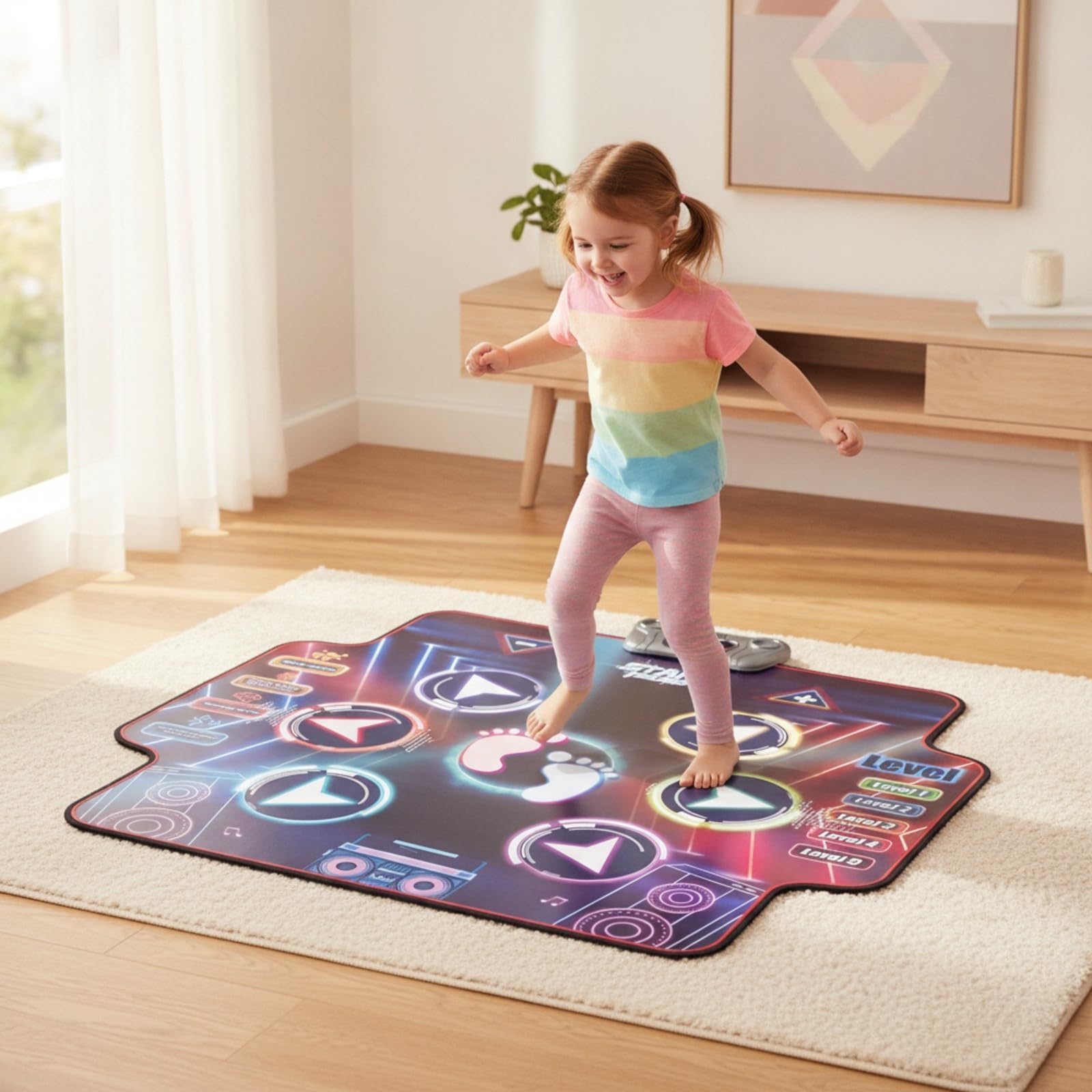 Tappeto da Ballo Elettronico per Bambini | Regolabile nel Volume, Tappetino da Ballo con Pulsanti Luminosi, Educativo, Giocattolo, ntrattenimento Familiare, Stile B