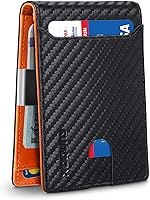 Vista 180 de RUNBOX - Carteras delgadas para hombre, cartera de piel con pinza para el dinero, cartera de bolsillo frontal con bloqueo RFID, tarjetero Negro