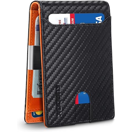 RUNBOX Money Clip Wallets for Men,Slim Leather Mens Bifold Wallet,RFID Blocking Front Pocket Wallet,Thin Credit Card Holder with Gift Box