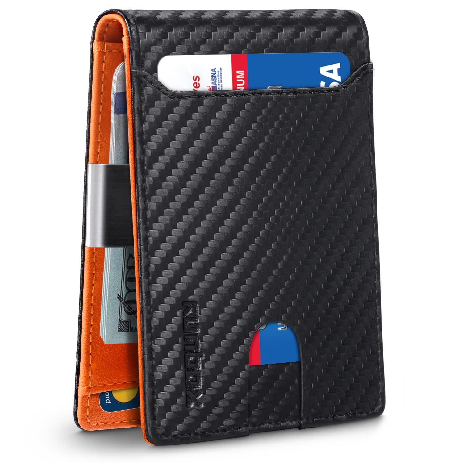 Money Clip Wallets for Men,Slim Leather Mens Bifold Wallet,RFID Blocking Front Pocket Wallet,Thin Credit Card Holder with Gift Box