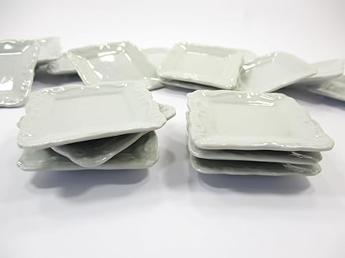 Miniatura 5 de 1.772x1.772 in de 6 platos cuadrados casa de muñecas en miniatura blanco 16 compatible con Barbie Ceramic 12677