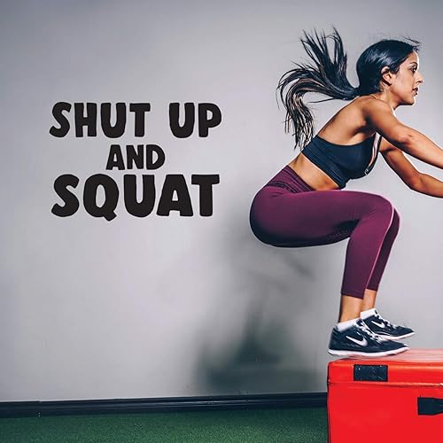 Miniatura 2 de Cállate y sentadilla  Inspirational Life Quotes  Vinilo adhesivo decorativo para pared  20.9in x 29.9in  Motivational Gym Citas decoración de pared
