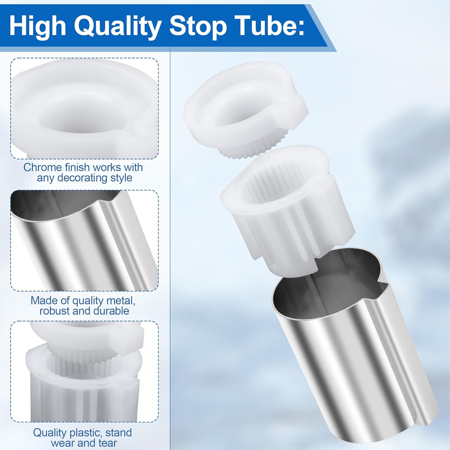 96987 Stop Tube for Moen Posi-Temp Single Handle Tub and Shower Faucet, Shower Handle Parts for Moen PosiTemp Valve - Chrome Adjustable Temperature Limit Stop Kit 3 Packs