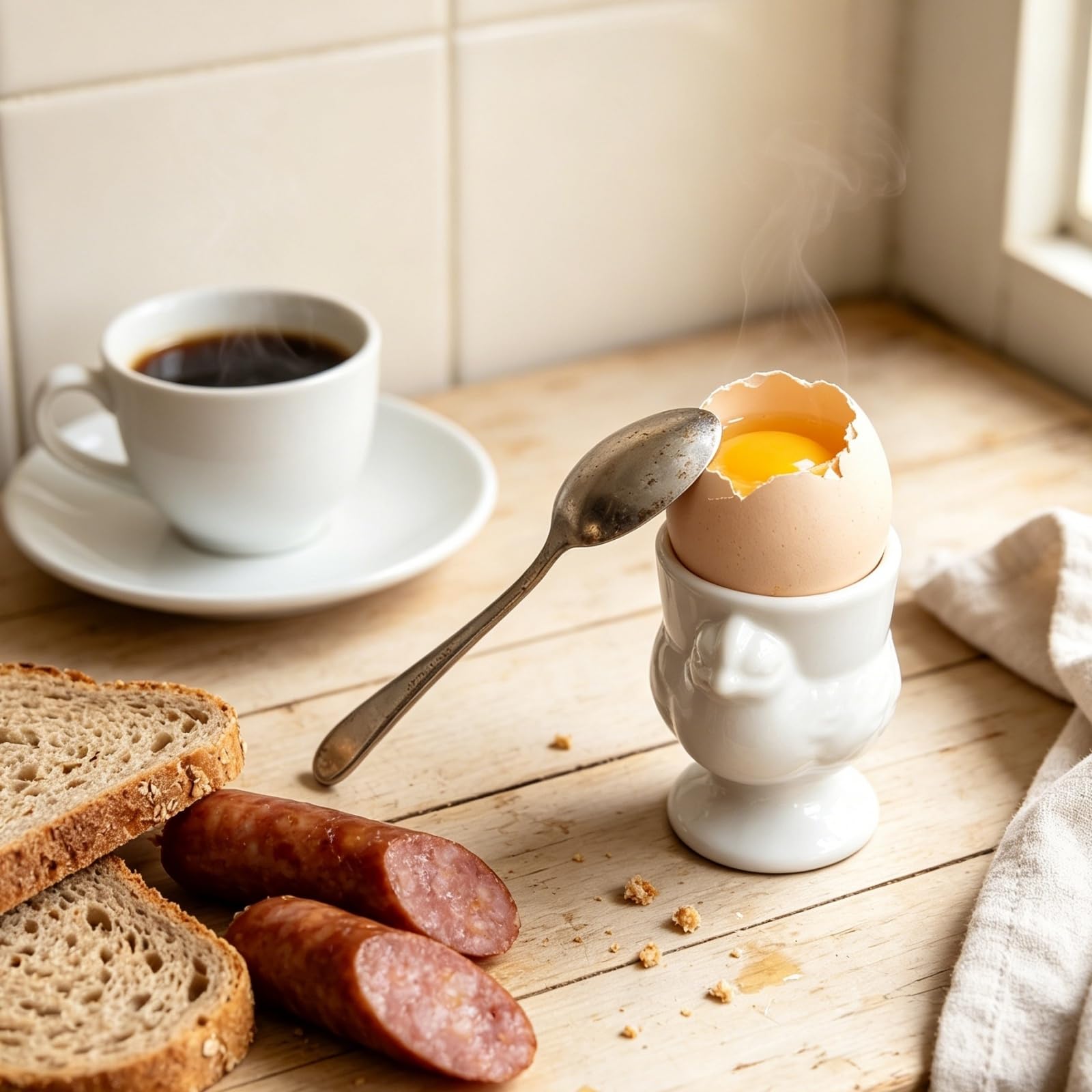 Lot de 6 coquetiers en céramique avec motif de poules, 1/2/4/6 pièces, passent au lave-vaisselle, au four, au micro-ondes, pour Pâques et petit déjeuner (blanc)