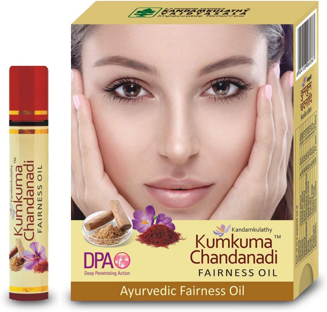 Kandamkulathy Kumkuma Chandanadi Fairness Oil | Ayurvedic Skin Brightening Oil with Saffron & Sandalwood (10ml)