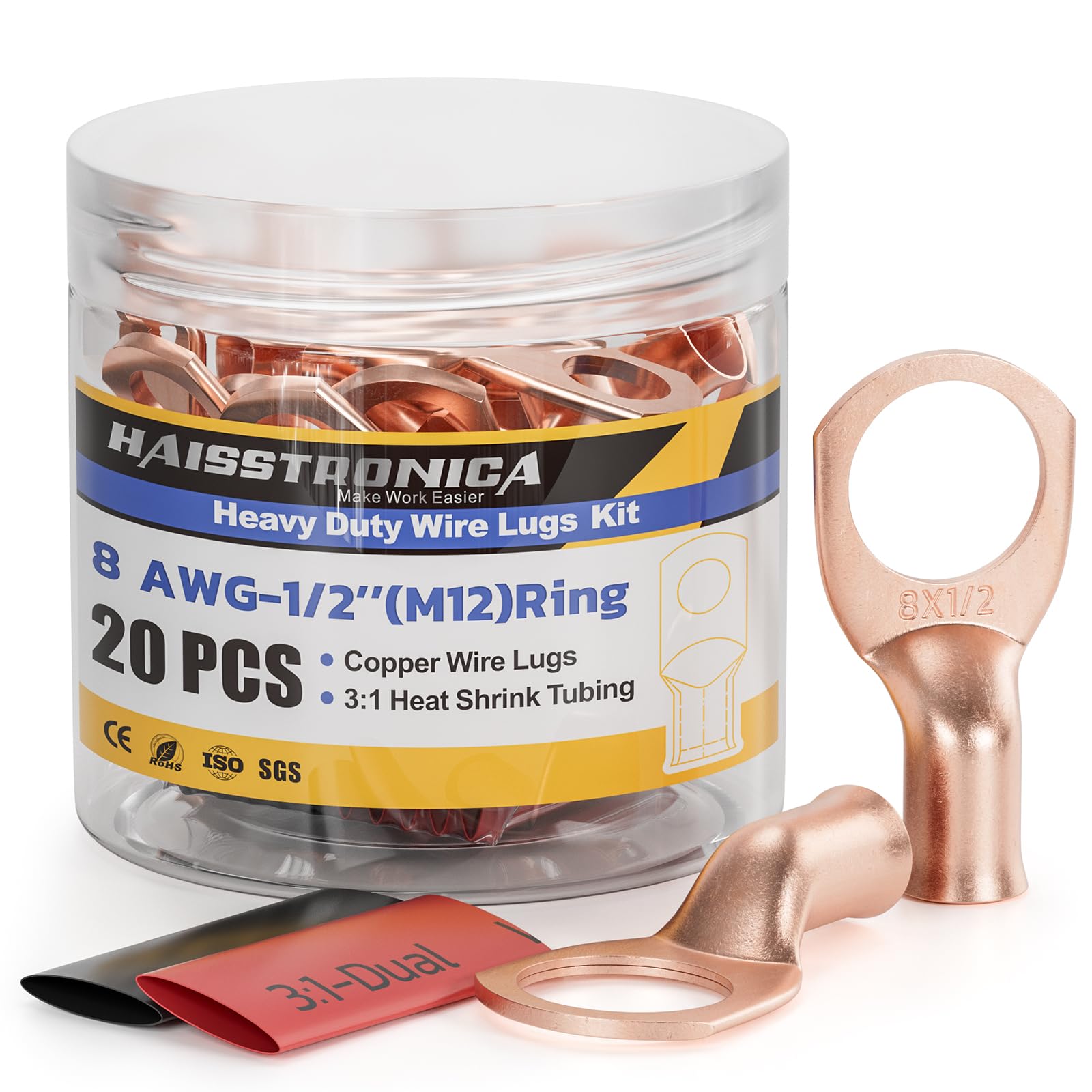 RockDIG 10-Pack Guage 6-3/8 Copper Wire Lugs, Battery - View #7