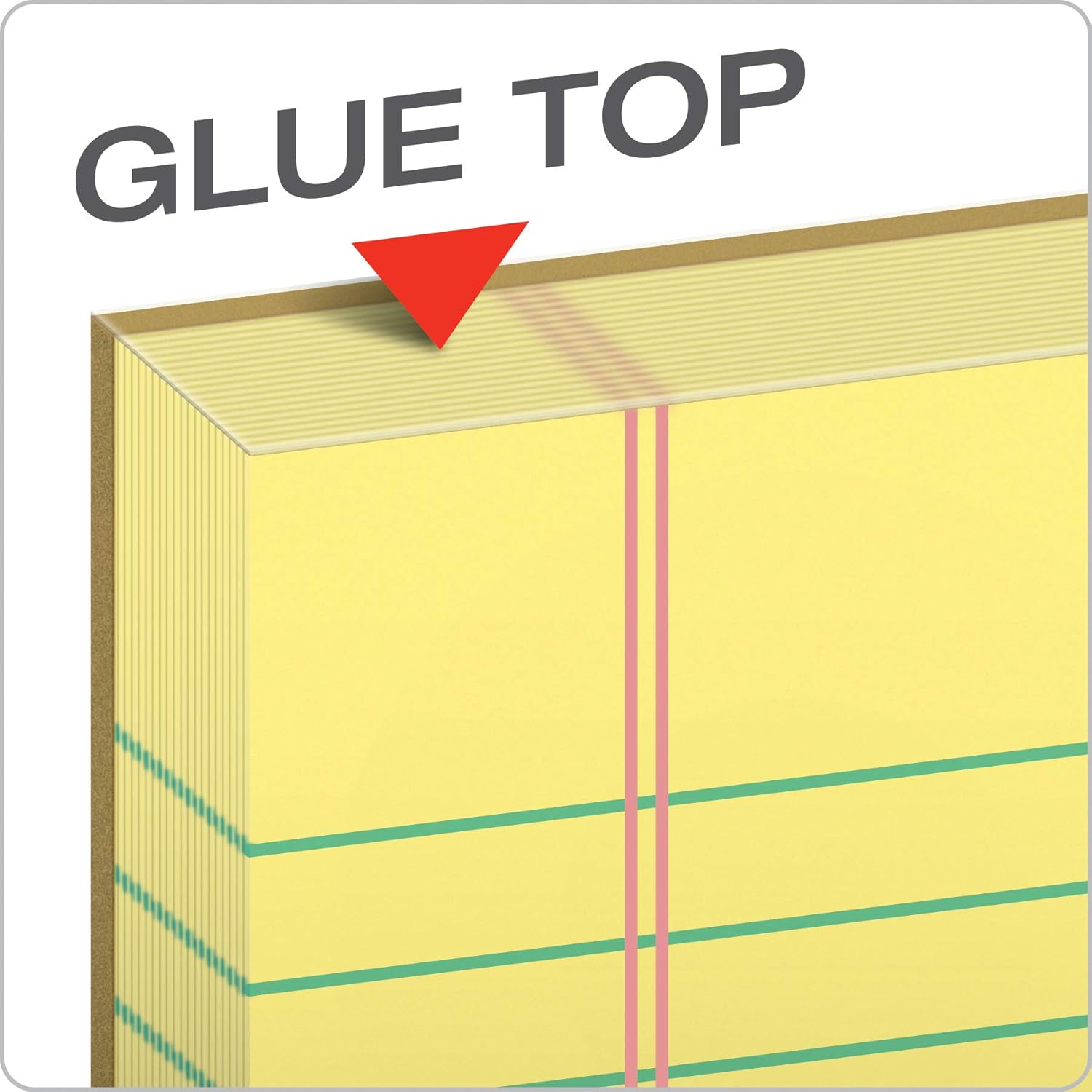 TOPS 7522 The Legal Pad Glue Top Pads, Legal/Wide, 8 1/2 x 11, Canary, 50 Sheets (Pack of 12)