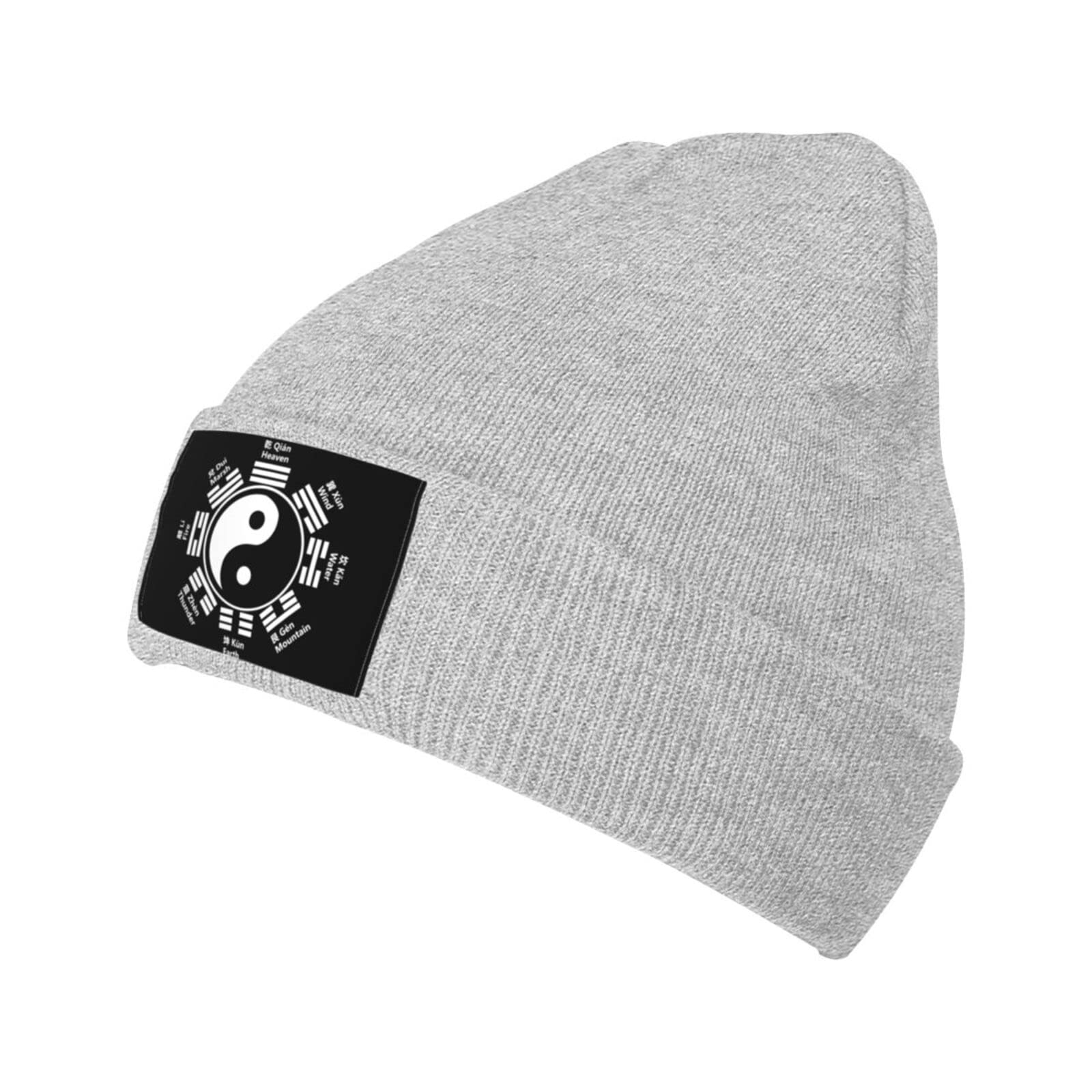 Iubbki Unisex Gray Tai Chi Yin Yang Beanie Hat Knit Hat Warm Caps