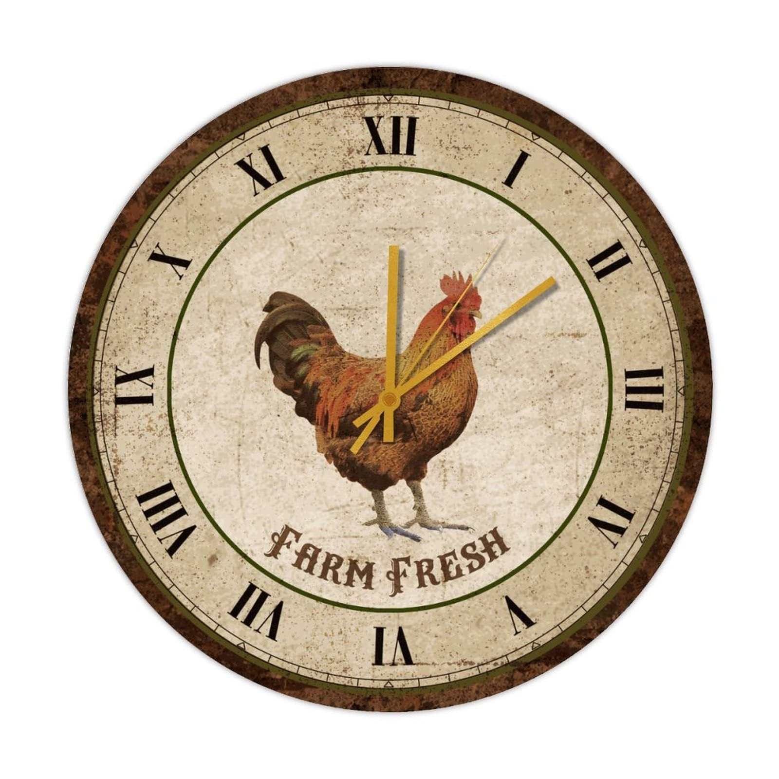 Horloge murale en bois coq, le cadeau rustique idéal pour passionnés