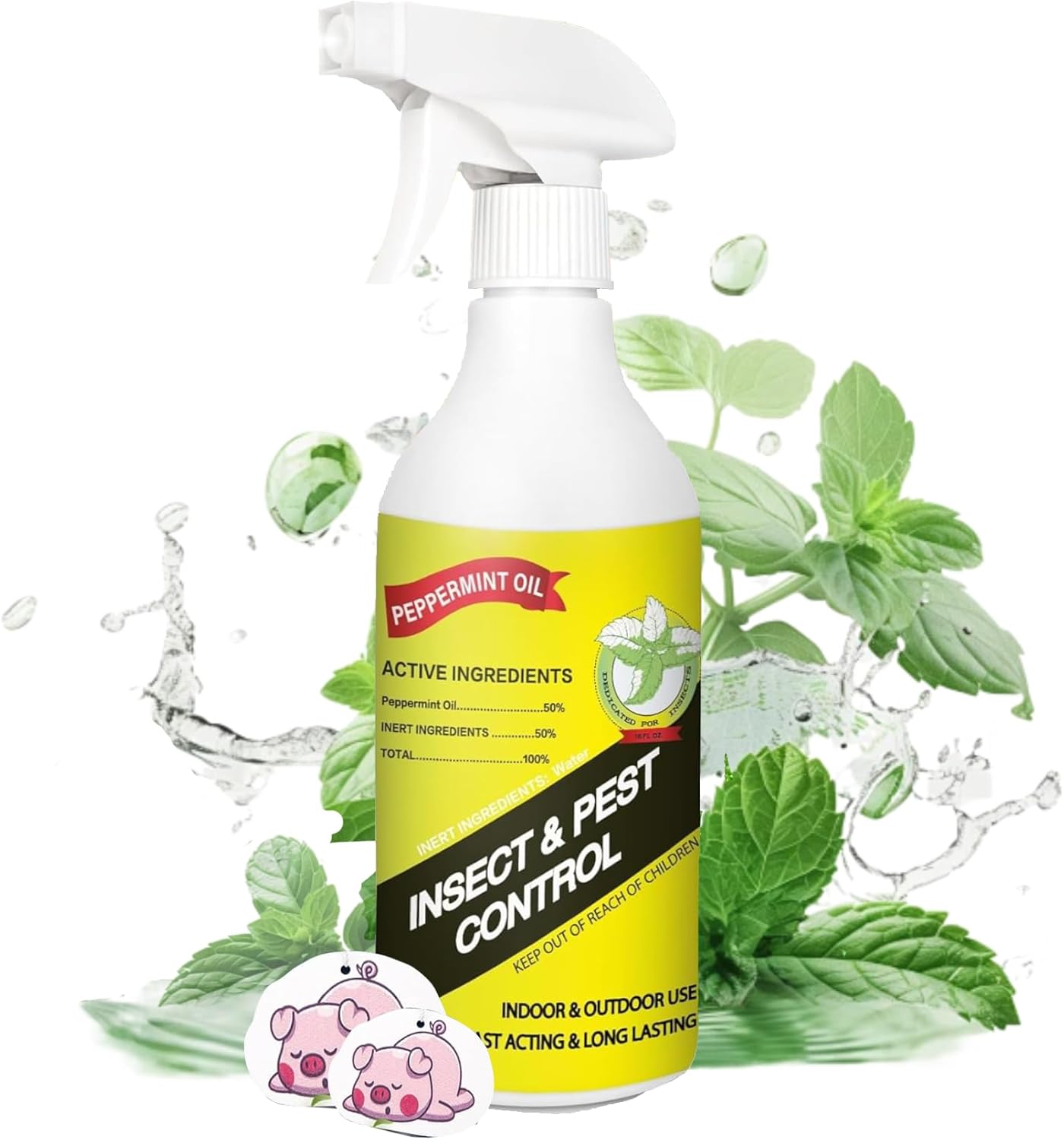 16 Oz Peppermint Oil Insect & Pest Spray, Natural Plant-Based Peppermint Oil Spray for Bugs, Mice, Spiders, Ants, and More, Indoor Bug Spray for Home Kitchen