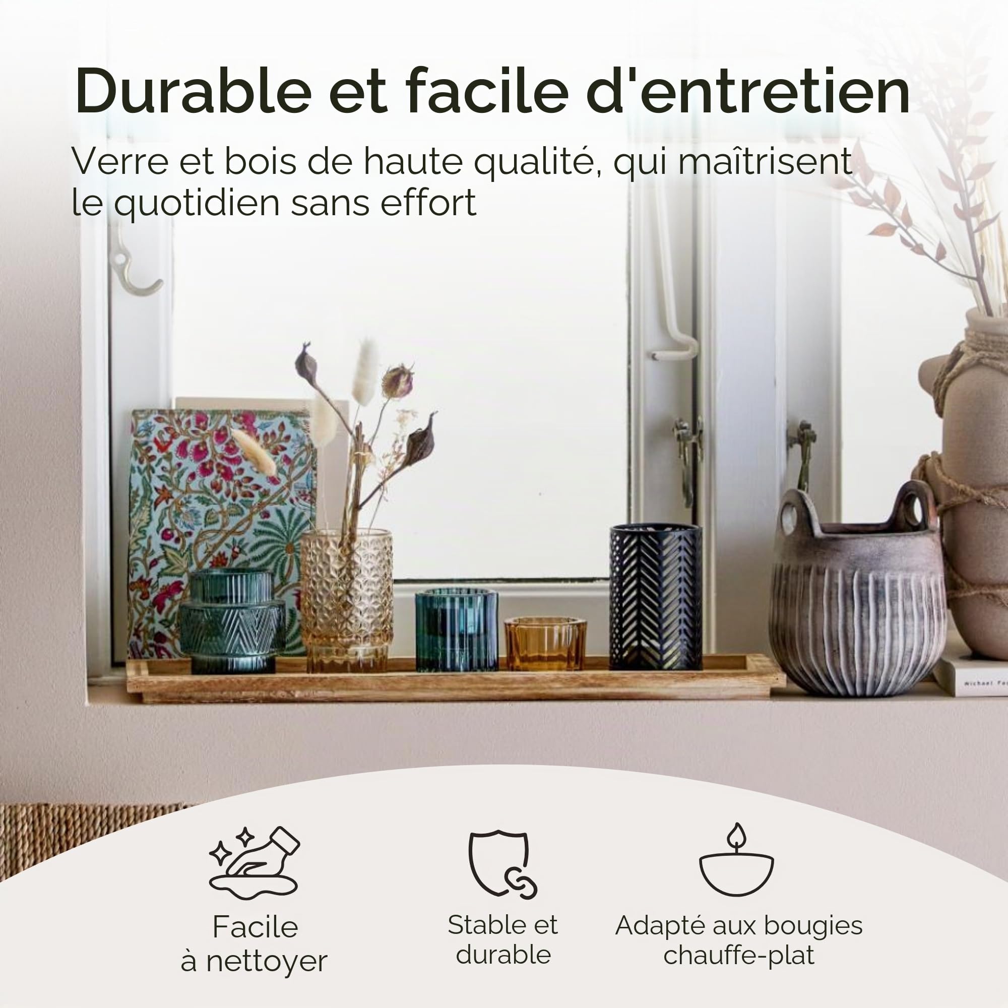 Bloomingville Photophore, couleurs multiples, verre, 6