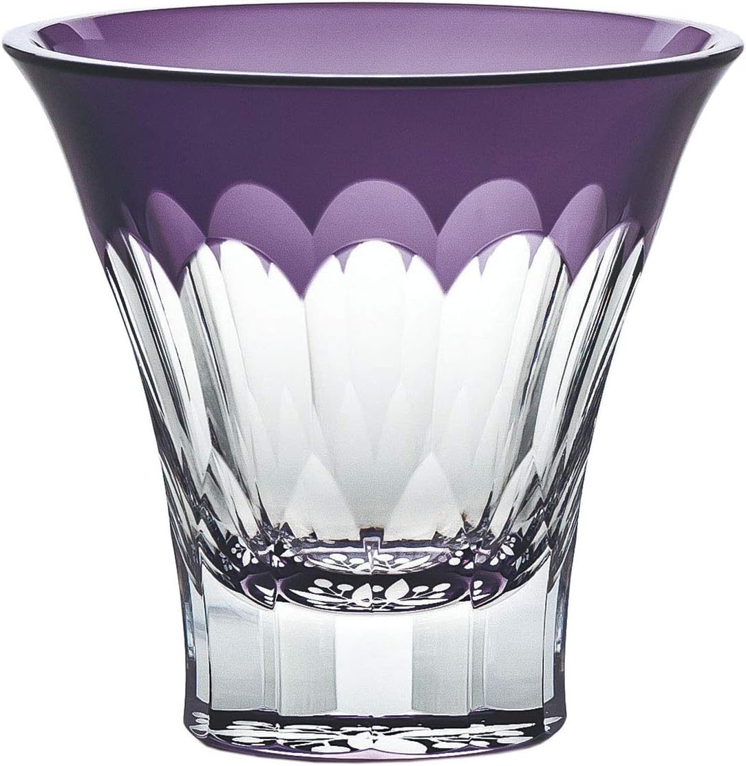 東洋佐々木ガラス Toyo Sasaki Glass LS19759SP-C694-S4 Cold Sake Glass, Purple, 2.8 fl oz (85 ml), Yachiyo Kiriko Cup, Nanten Pattern, Made in Japan