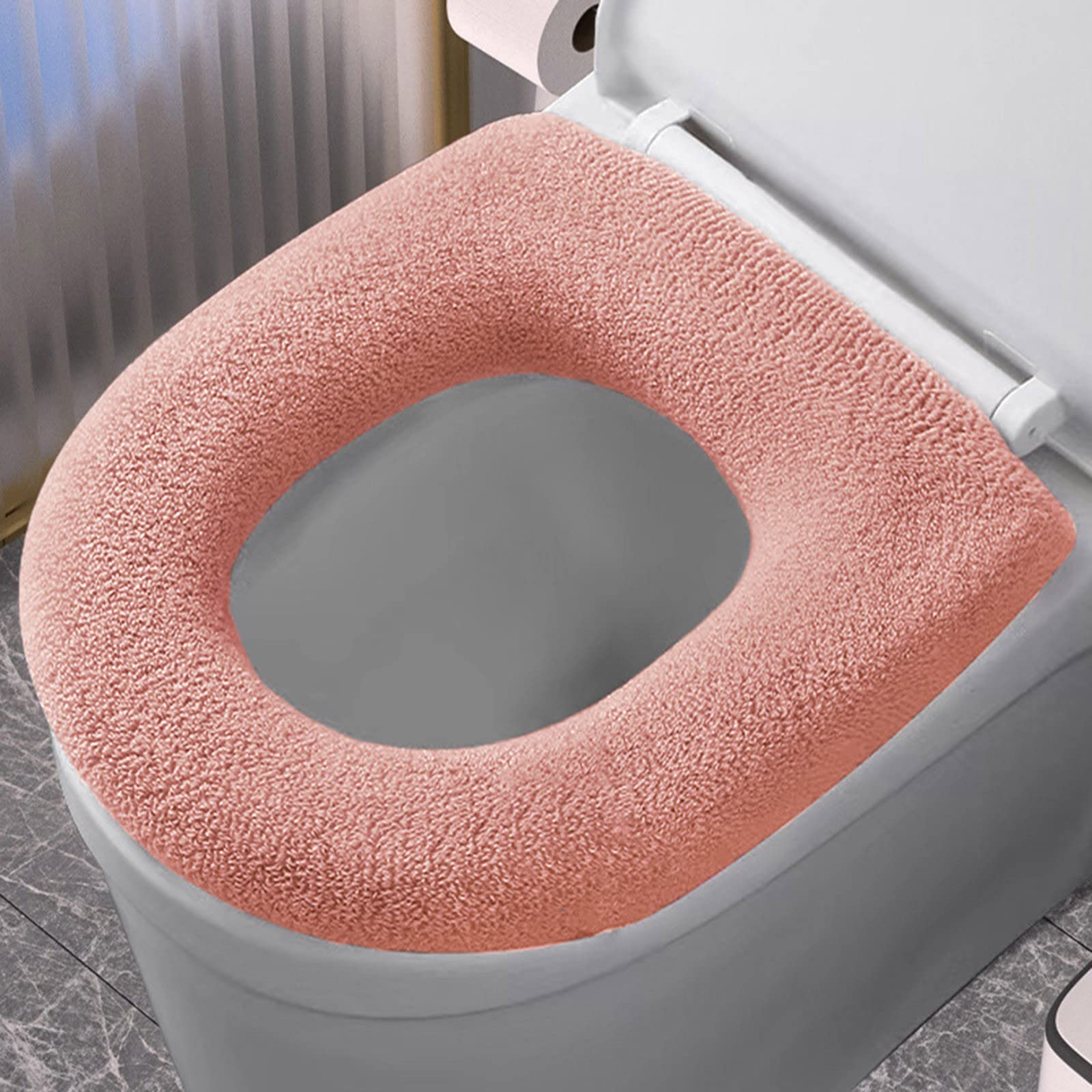 Mubx Four Seasons Universal Warm Toilet Seat, Soft Cover, Retractable, Washable, Comfortable, Reusable, Grey, Oval, Modern Minimalist, Polyester