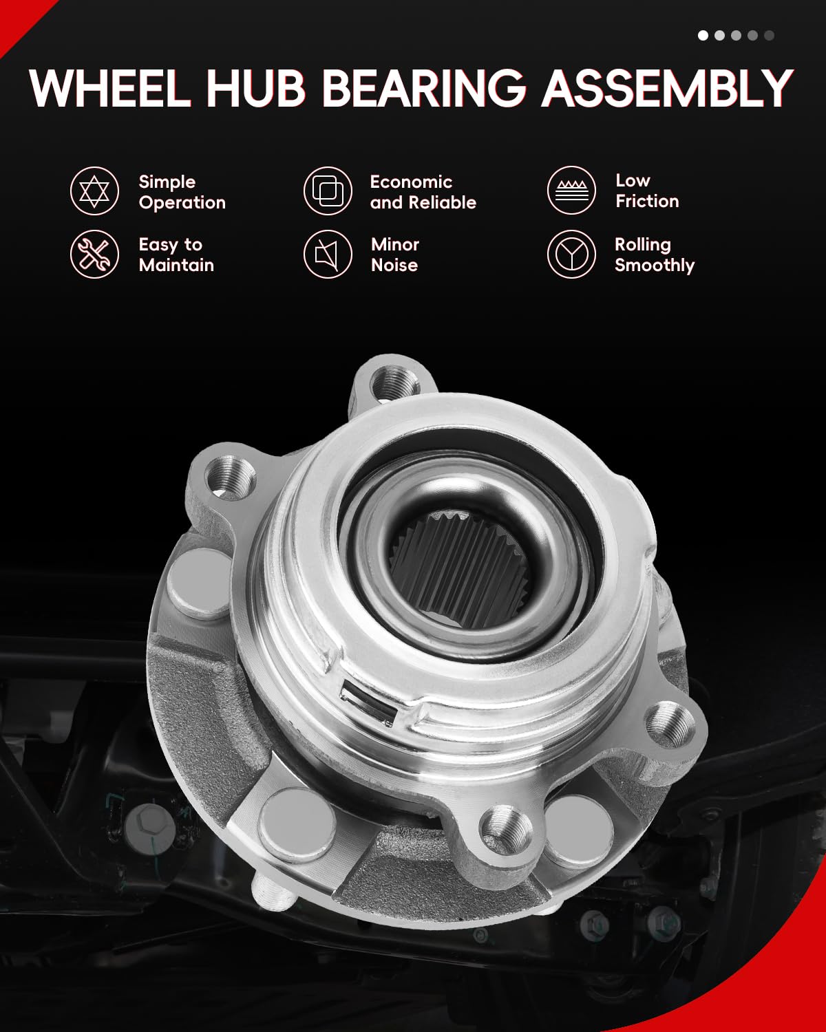 TOVASTY 2PCS 513296 Front Wheel Hub Bearing Assembly Compatible with Nissan Altima 2007-2018, Murano 2009-2018, 5 Lugs w/ABS