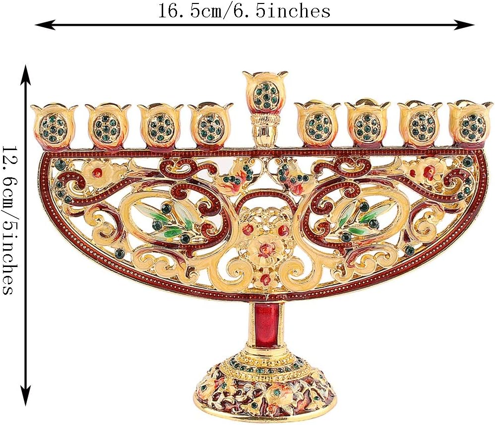 Gold Hanukkah Menorah Chanukah Candelabra Candle Candlestick Holder Hand Paited Home Decoration Party Festival Candleholder