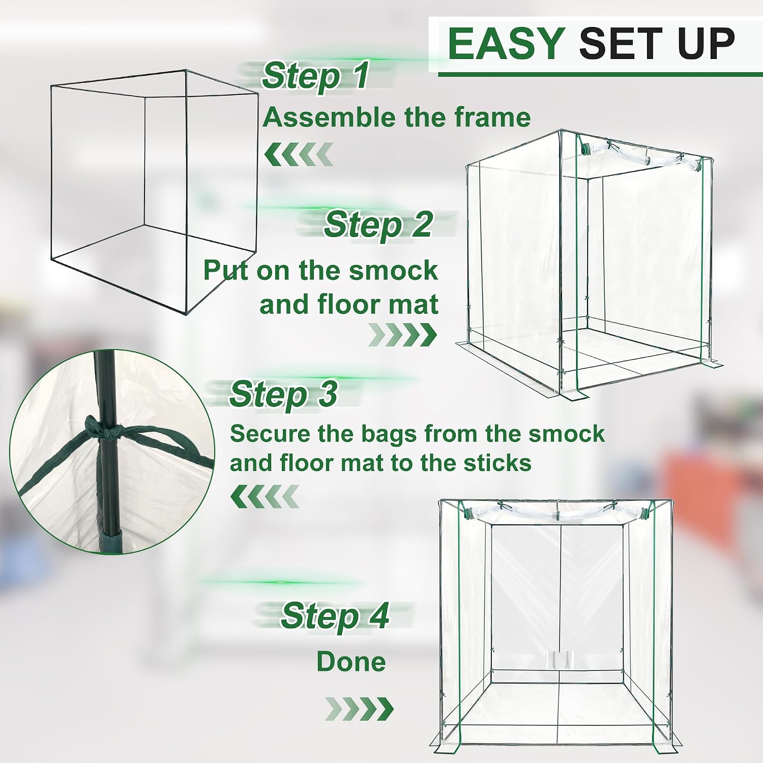 Extra Large Paint Booth with Frame and Zipper 5.9 x 5.9 x 6.56 ft Oversized Clear Portable Spray Booth Rainproof Spray Shelter for Furniture Auto Parts Woodworking and Door Painting