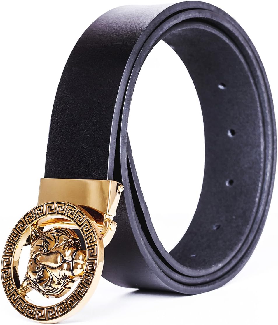 Men's Luxury Gold/Silver Tiger Buckle 35-mm Original Cowhide Leather Belt - Image 5