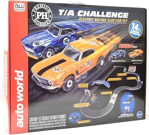 Auto World/Premium Hobbies T/A Challenge Mustang VS Camaro HO Escala Slot Car Race Set CP7973 disponible en Yaxa Costa Rica