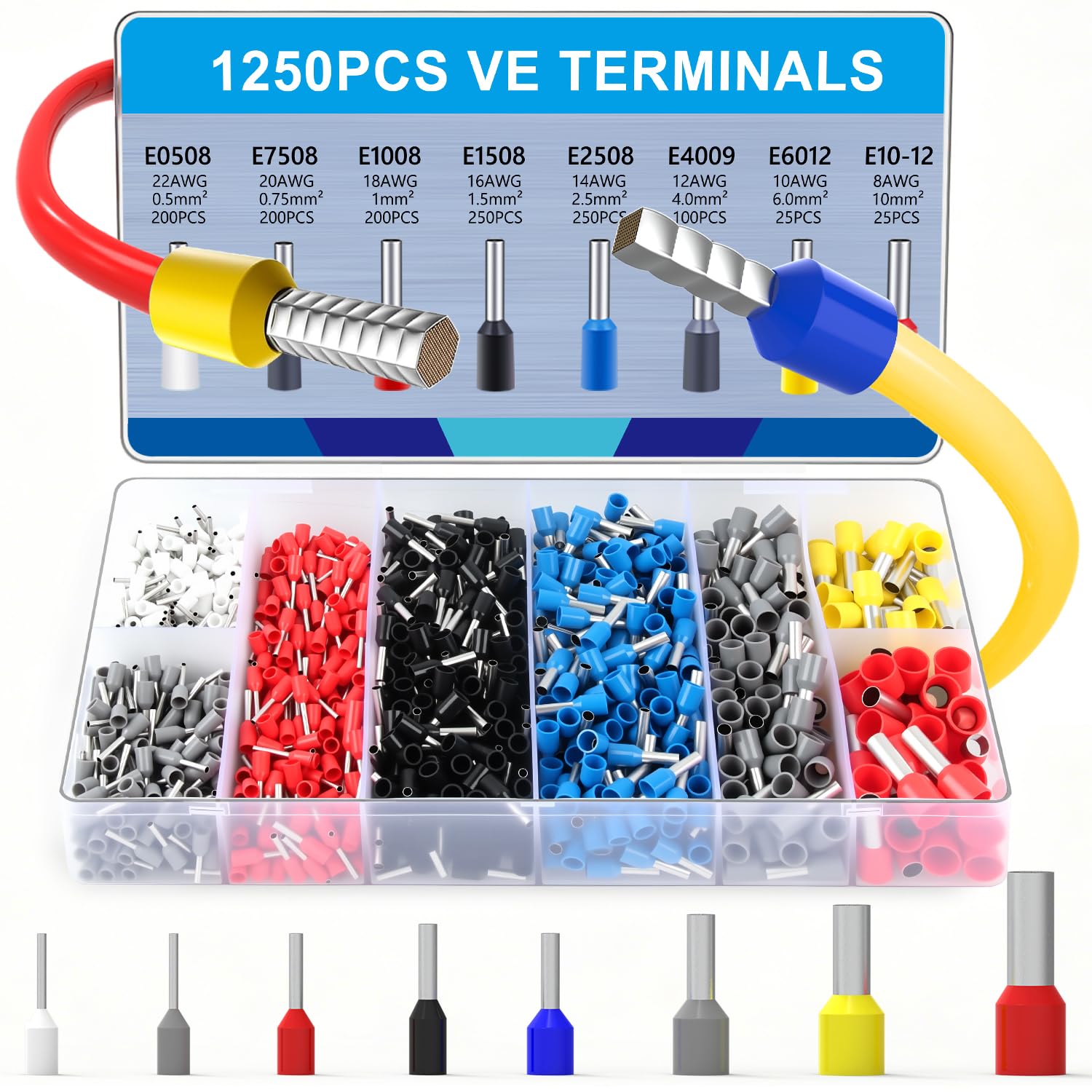 Kit Newdeli con casquillos de alambre AWG 22-8, ideal para proyectos de bricolaje en casa