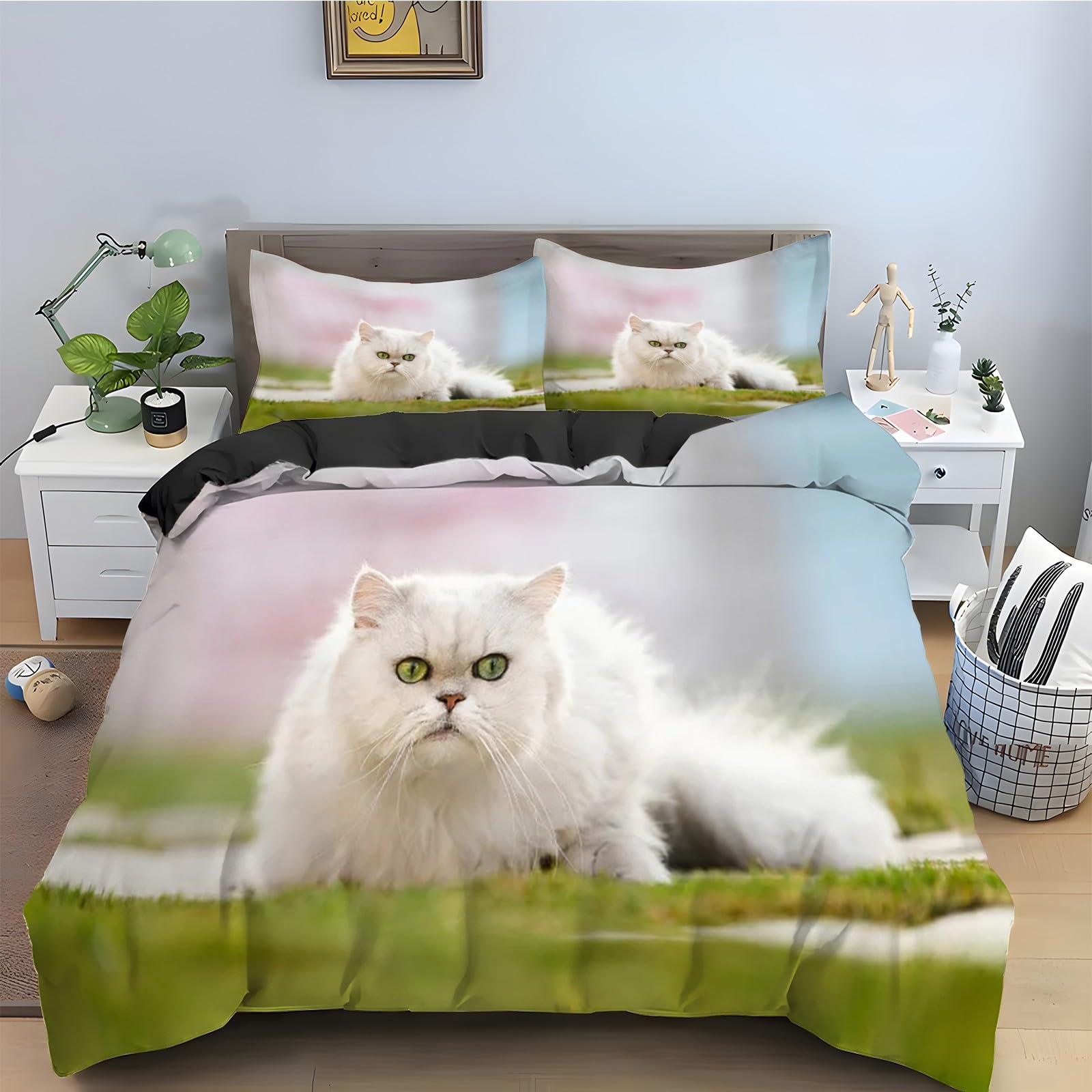 Housse de couette 160x200 chat pour une chambre d'enfant douce et cosy