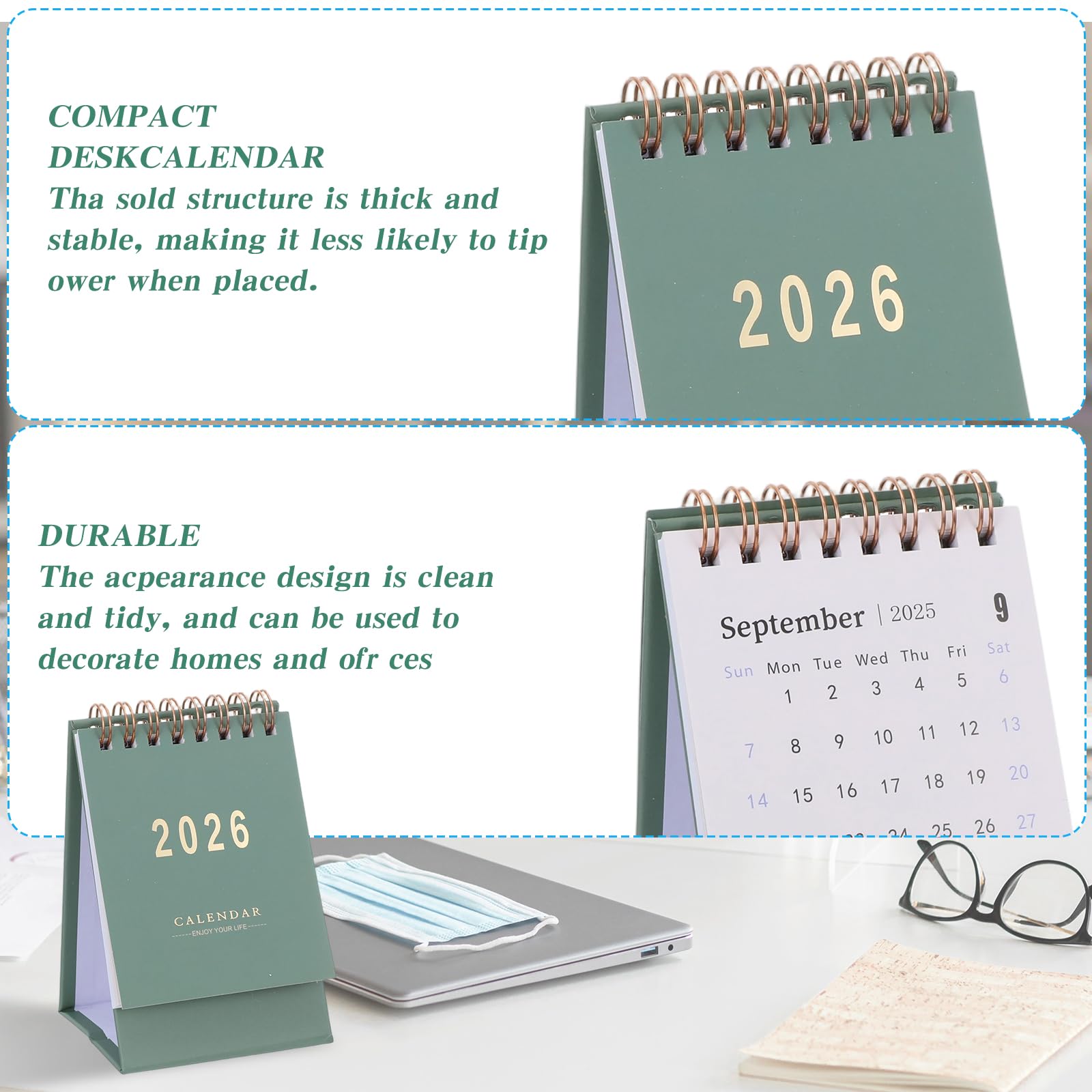 Mini Desk Calendar 2026-2027 UK, Jan 2026 tot juli 2027-19 Maanden