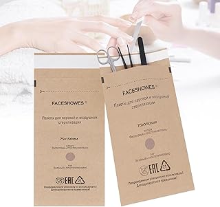 100pcs Self-Sealing Sterilization Pouches,Dry Heat Autoclave Kraft Paper Cleaning Bags for Dentist Tools and Nail Art Supplies（2.95"x5.9")