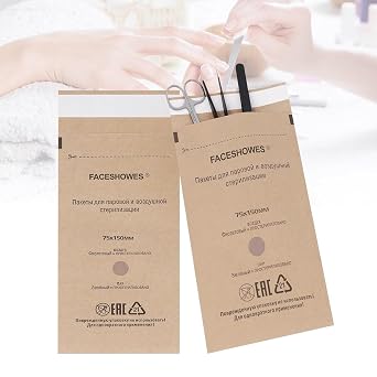100pcs Self-Sealing Sterilization Pouches,Dry Heat Autoclave Kraft Paper Cleaning Bags for Dentist Tools and Nail Art Supplies2.95"x5.9"