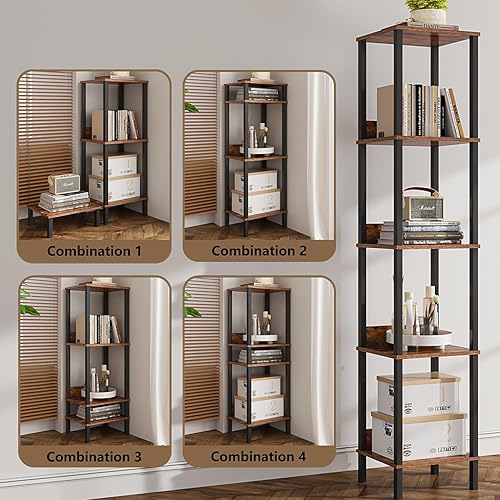 Miniatura 4 de VIMBER Mesa auxiliar, mesa auxiliar, juego de 2, mesitas de noche con estantes de almacenamiento de 2 niveles, mesa de sofá para espacio pequeño,