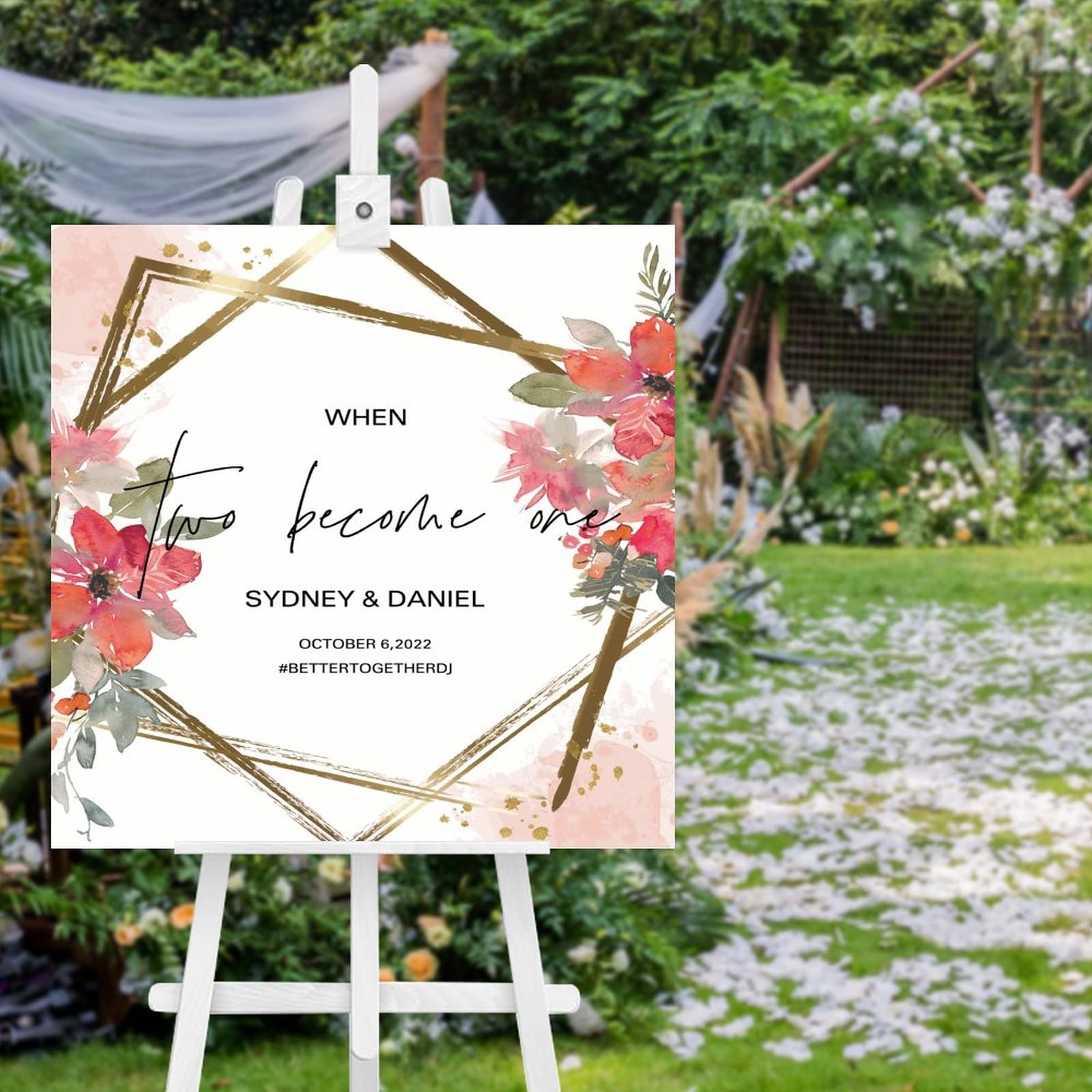 Panneau en bois personnalisé pour mariage charmant gravé de vos prénoms