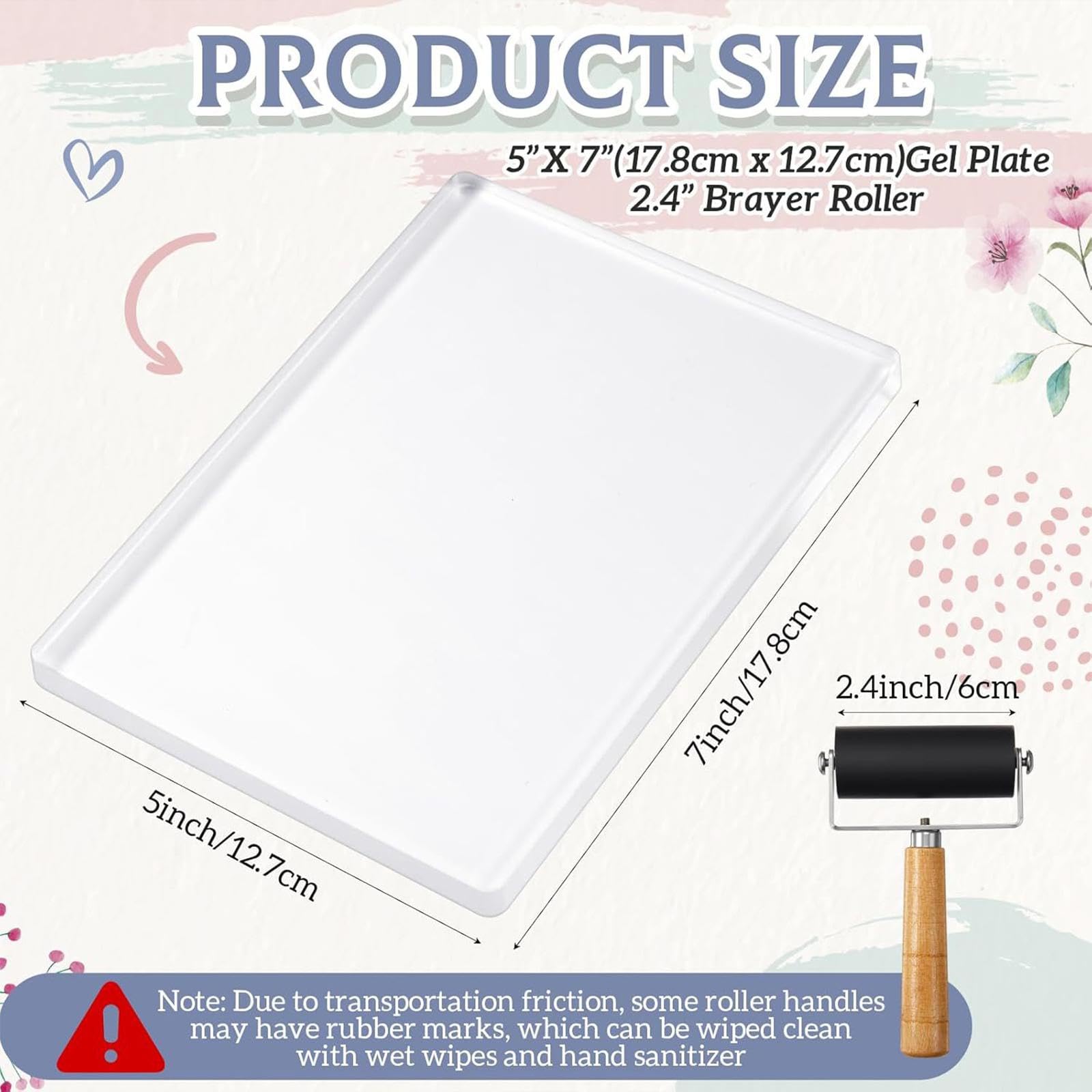 Gel Druckset mit Gelplatte, Schablonen, Papierrolle, Komplettes Künstler Set für Anfänger, Leicht zu Reinigen, Geeignet für Die Kartenherstellung, Style B