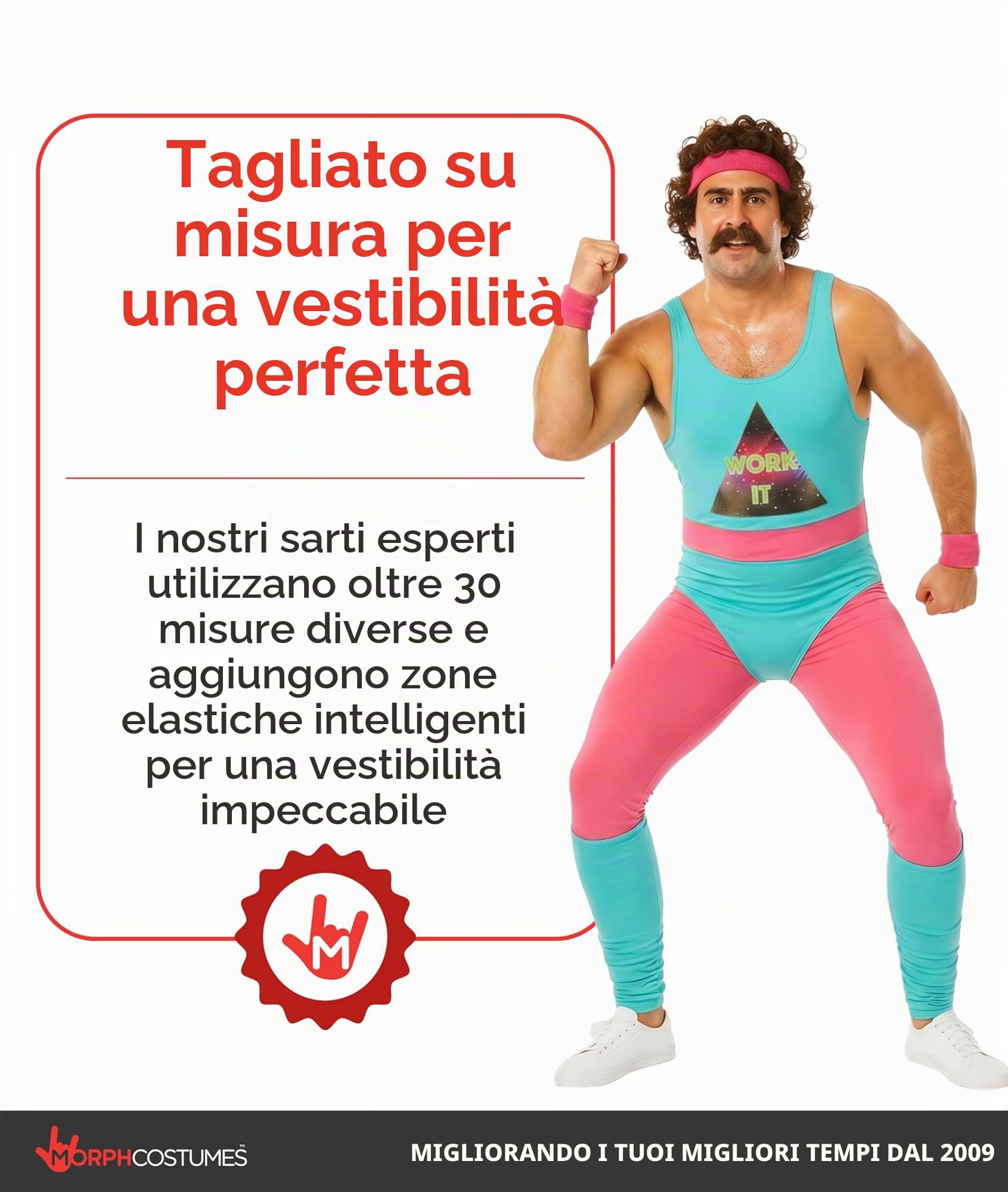 Fun Shack Costume Istruttore Fitness Anni 80 - Vestito Carnevale Uomo, Abbigliamento Vintage per Feste e Eventi Speciali