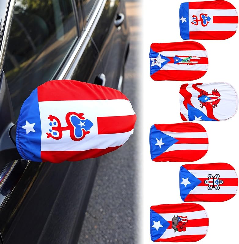 Capas para Espelho Retrovisor Externo Tallew com Bandeira de Porto Rico – 12 unidades