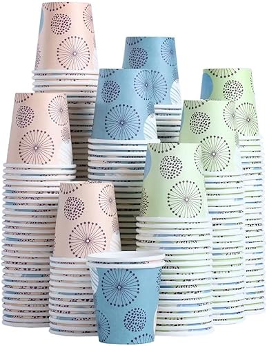 Paquete de 300 vasos de papel de 3 onzas, vasos desechables para baño, vasos pequeños para enjuague bucal, mini vasos de papel de 3 onzas para baño