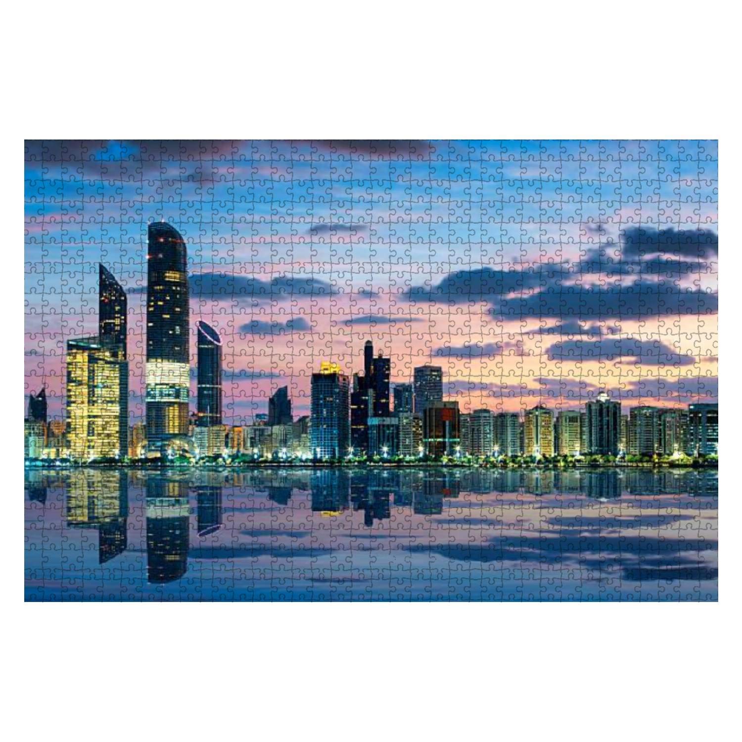 View of Abu Dhabi Skyline at Sunset 1000 Piece Wooden Jigsaw Puzzle DIY Children Educational Puzzles Adult Decompression Gift Creative Games Toys Puzzles Home Decor