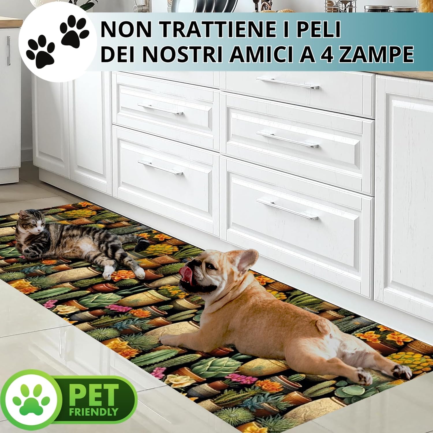 parpyon® Tappeto cucina Antiscivolo Lavabile Alby Nuova passatoia al metro ANTIMACCHIA e ANTISFILO tappeti cucina, bagno salotto moderno runner Italia