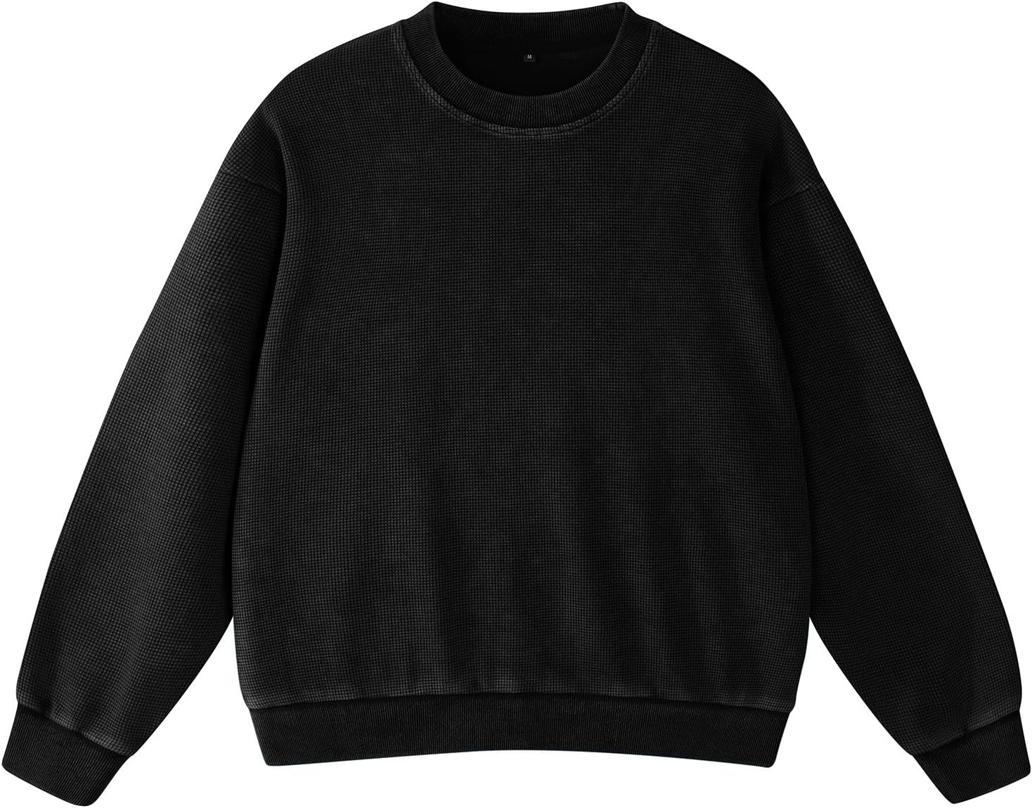 FAIABLE Crewneck Sweatshirts Women Waffle Oversized Sweatshirt for Women Acid Wash Fashion Pullover Hoodies Tops 2026 Spring