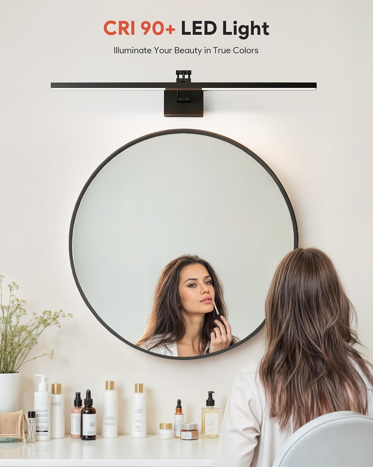 VONLUCE 36" LED Bathroom Vanity Light, 3CCT Modern LED Vanity Lights with 360° Rotatable Head & Swing Arm, 15.4W Bathroom Light Fixture Over Mirror, LED Lights for Bathroom Bedroom, Matte Black